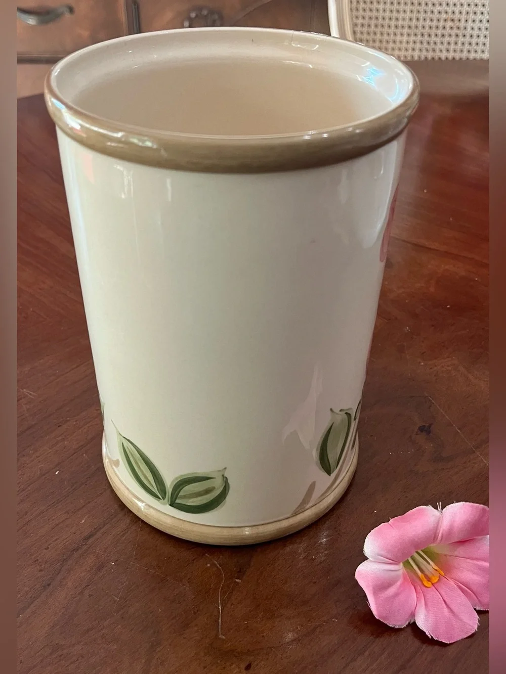 Vintage Franciscan Desert Rose Utensil Holder Crock 7” Made in Portugal